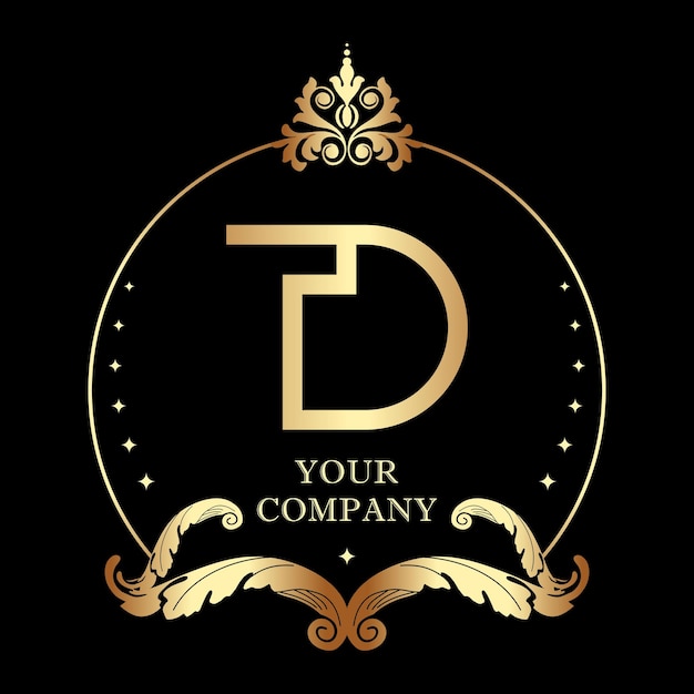 Letter d dt td monogram identity luxury frame border decoration logo template