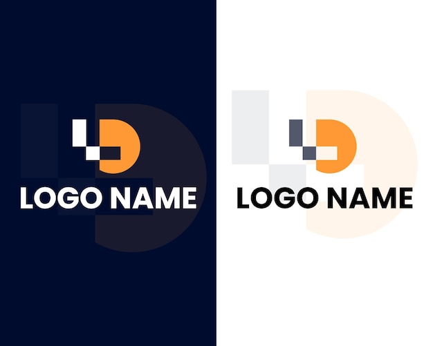 letter d and f modern logo design template