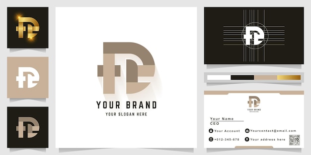 Letter D or Fe monogram logo with business card design