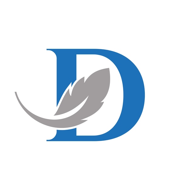 Letter D Feather Logo Design Combined With Bird Feather Wine For Attorney Law Symbol