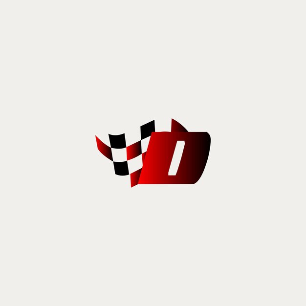 Letter D flag racing race design vector