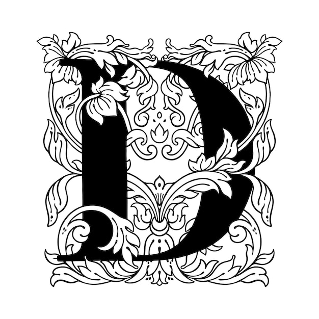 Monogramma dell'ornamento del fiore della lettera d