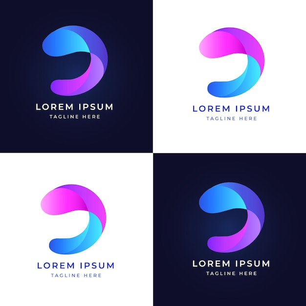 letter d gradient logo template