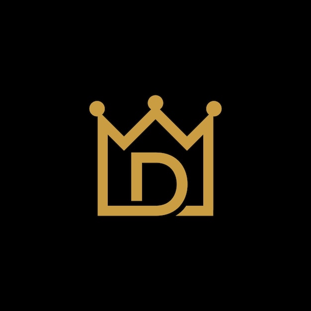 Vector letter d icon in golden crownthin line icon simple vector icon