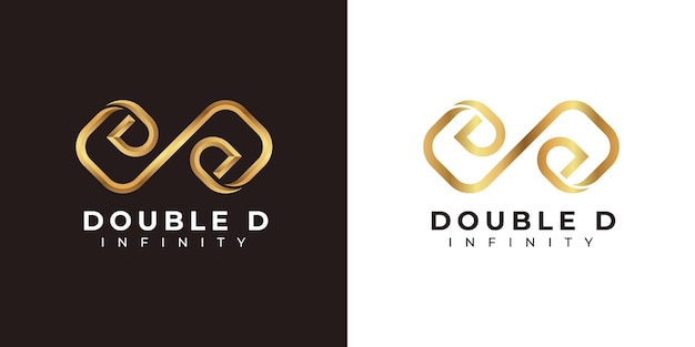 Vector letter d infinity logo design and premium gold elegant symbol for business company branding and corp