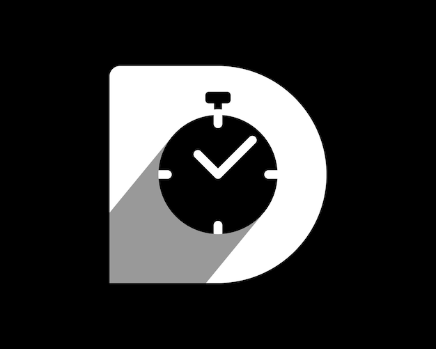 Vector letter d initials monogram timer time clock stopwatch alarm simple minimal icon vector logo design