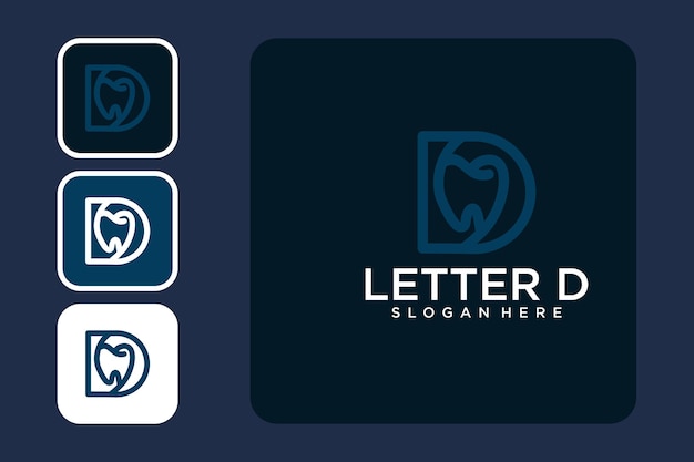 Vettore lettera d line art con design del logo dentale