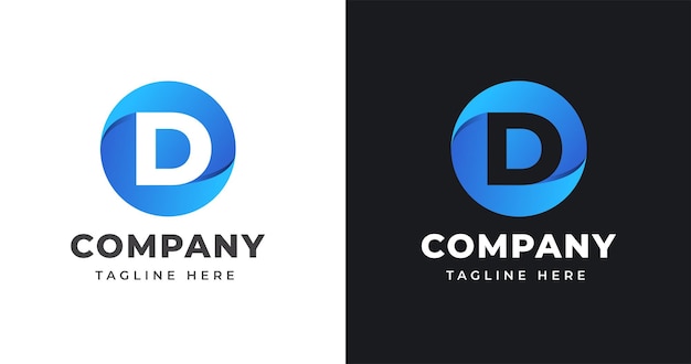 Letter D logo design template with circle shape style