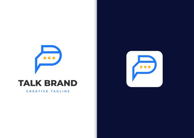 Letter D logo design with chat icon