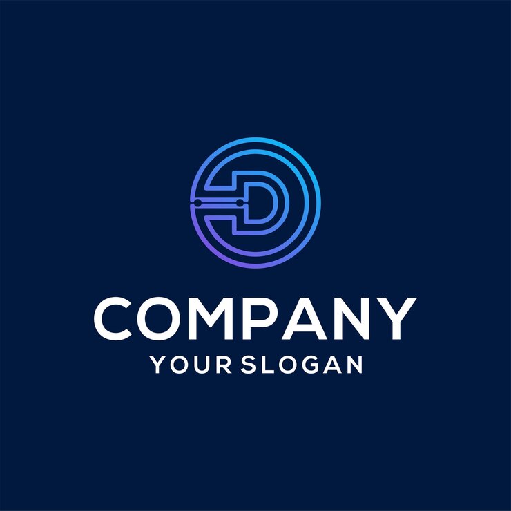 Letter d logo design with concept technology