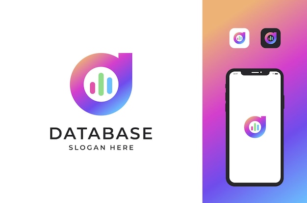 Дизайн логотипа буквы d со значком базы данных