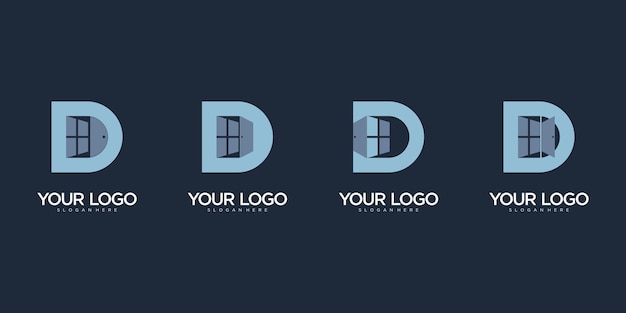 Letter d-logo met deur en raam