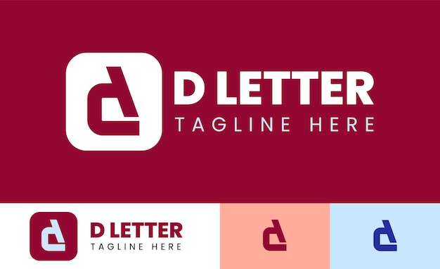 Letter d-logo wit en rood vormen een uitgesneden letterstijl die bruikbaar is voor bedrijfs- en merklogo's