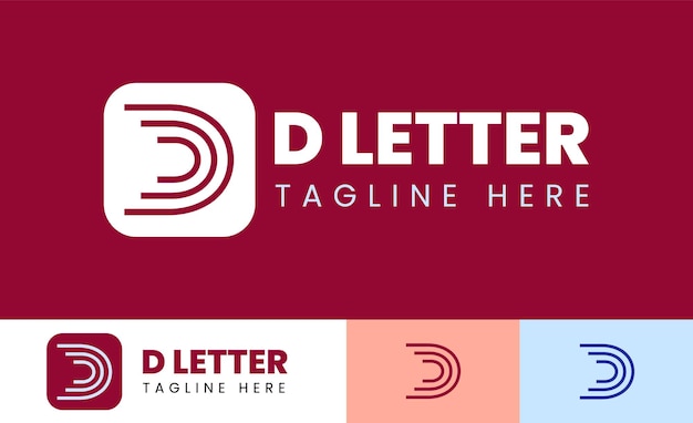 Letter d-logo wit en rood vormen een uitgesneden letterstijl die bruikbaar is voor bedrijfs- en merklogo's