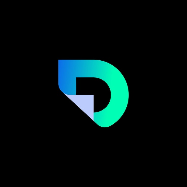 Логотип буквы d с сине-зеленым градиентным фоном