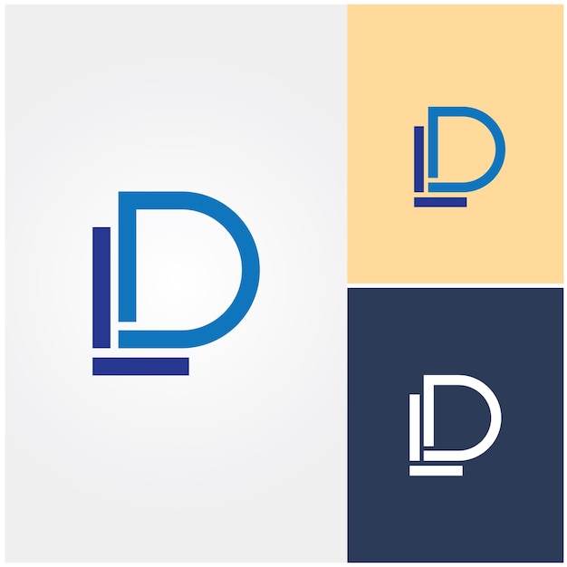 Логотип буквы d с синим и желтым фоном