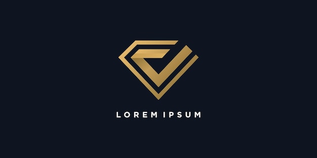 Logo della lettera d con stile astratto dorato vettore premium