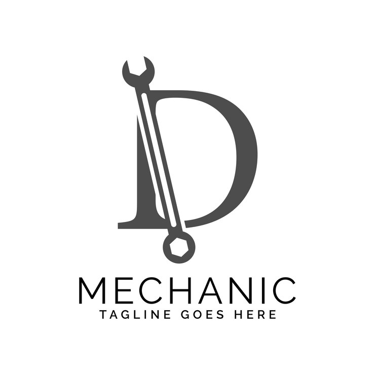 Vector letter d logo with wrench alphabet d spanner logo design