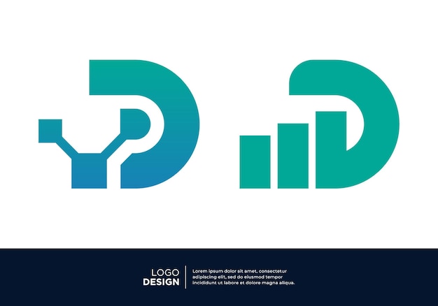 D 문자 마케팅 금융 투자 및 비즈니스 로고 디자인