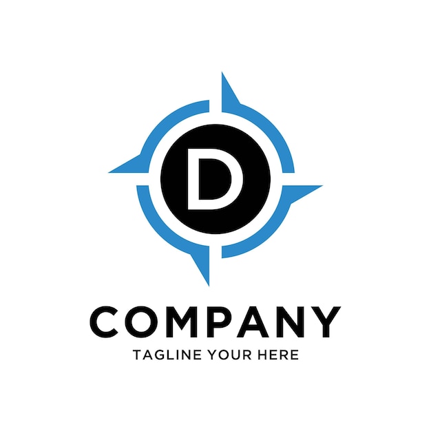 letter D met Creative Compass Concept Logo Design Template Compass logo teken symbool