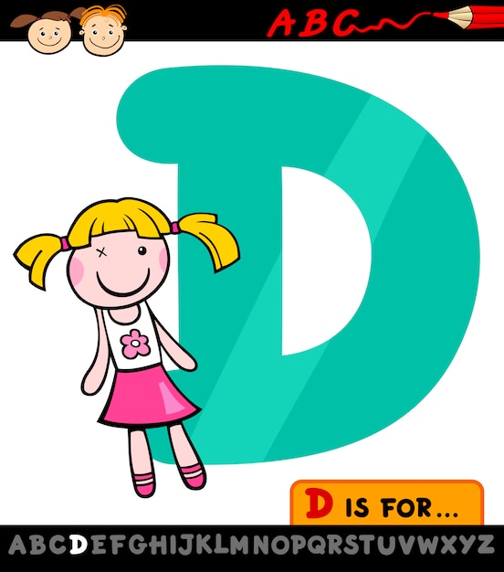 Vector letter d met pop cartoon illustratie