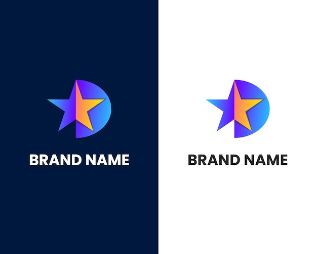 letter d met ster modern logo ontwerpsjabloon