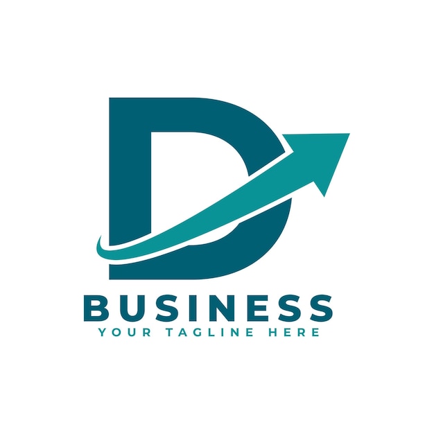 Letter d met swoosh arrow up logo voor brand identity travel start logistic business logo