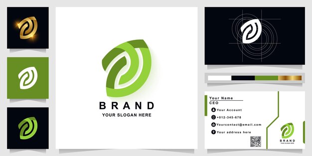 文字dまたは名刺デザインのモノグラムロゴテンプレート