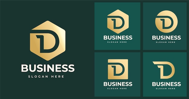 Letter D monogram logo template with geometric shape versions