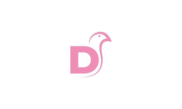 Letter D of Initial D met duiven of duivenvogel logo-ontwerp