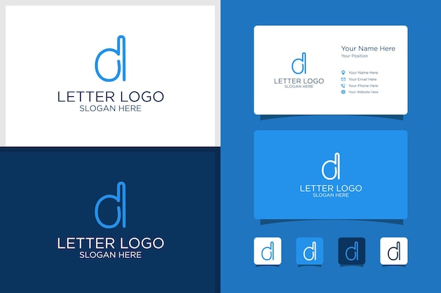 Letter D ontwerp logo en visitekaartje sjabloon premium vector