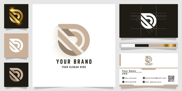 名刺デザインの文字dまたはvdモノグラムロゴ