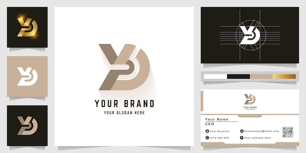 名刺デザインの文字dまたはydモノグラムロゴ