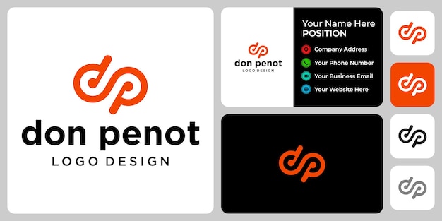 Letter d p monogram industry logo design with business card template