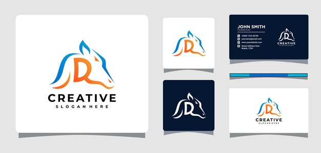 Letter D paard Logo sjabloon met ontwerpinspiratie voor visitekaartjes