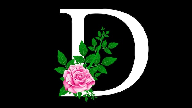 Vettore lettera d fiore rosa abc free vector