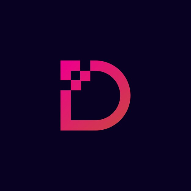 Letter D pixel Logo Template Vector Illustration