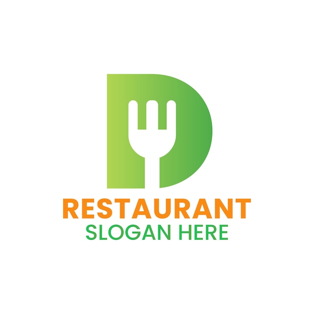 Vector letter d restaurant logo combined with fork icon vector template