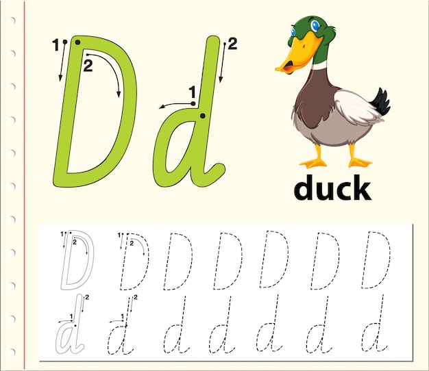 Letter d tracing alphabet worksheets