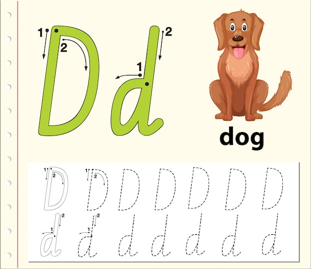 Letter d tracing alphabet worksheets