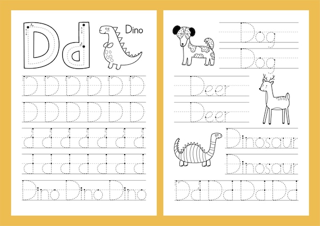 Letter d tracing oefenblad set