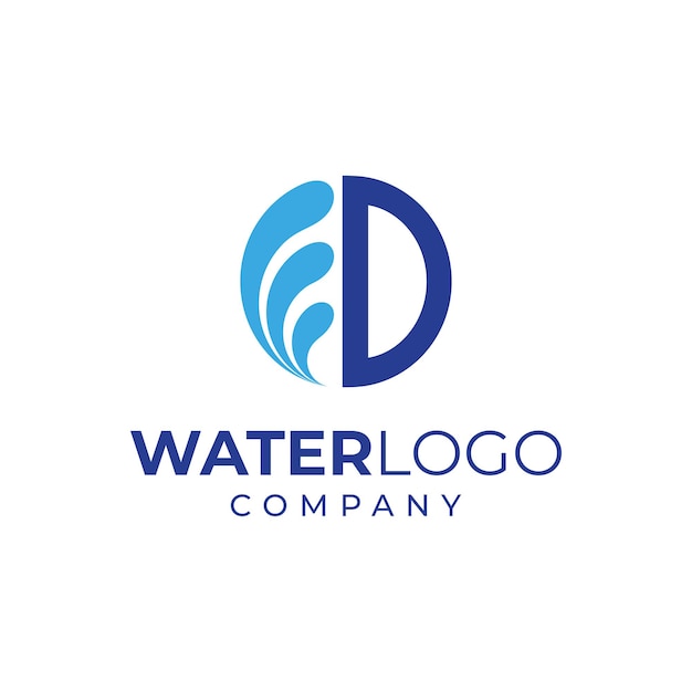 Letter D and water waves logo design