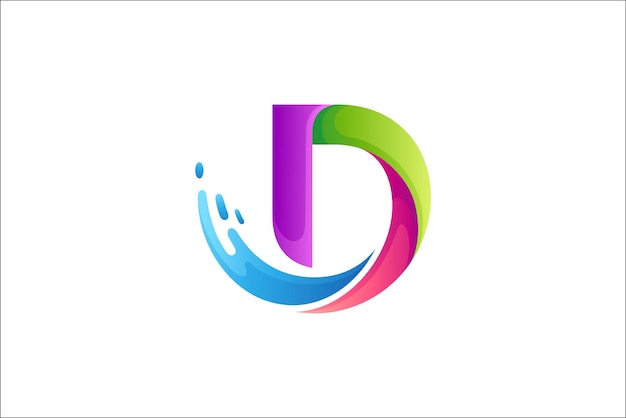 Letter d and waves creative logo concept