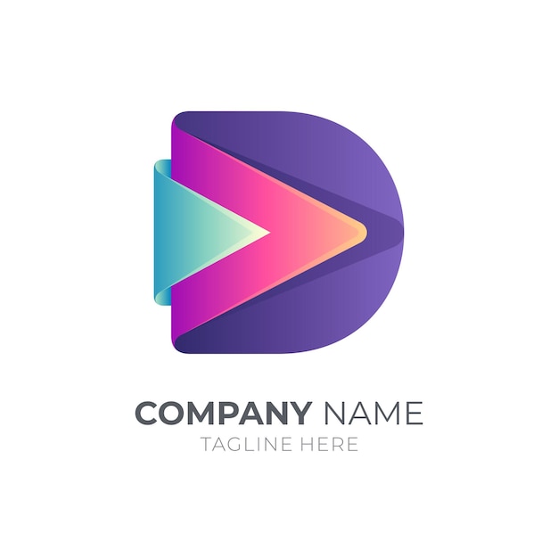 Letter d with arrow business logo template