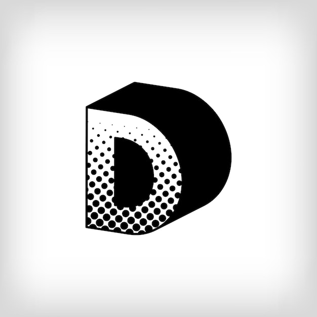 Vector letter d with creative shadow pop art dot design alphabet sign vector modern background
