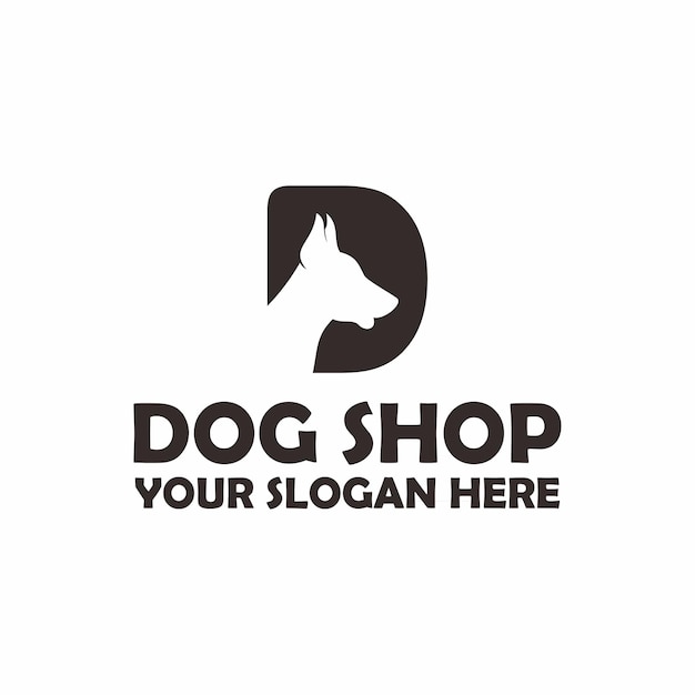 Vector letter d with dog logo design concept