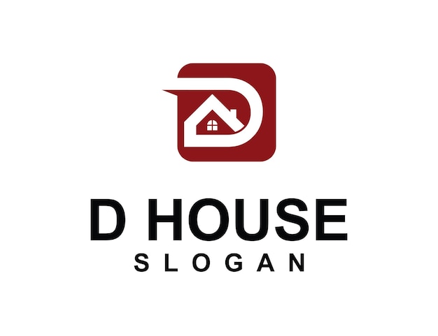 Vettore lettera d con spazio negativo house logo d house