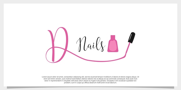 Letter d with icon nail polish logo design template