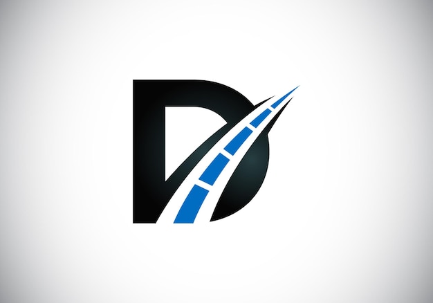 Letter D with road logo sing The creative design concept for highway maintenance and construction