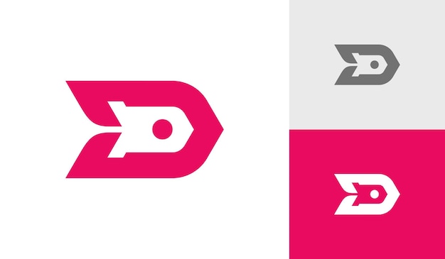 Буква d с дизайном логотипа ракеты
